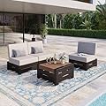 MIXPATIO 4-Piece Outdoor Patio Furniture Set, Steel Sectional Patio Conversation Sets, All-Weather Outdoor Sectional Furniture with Waterproof Thick Cushions for Porch, Garden, Backyard, Deck-Beige