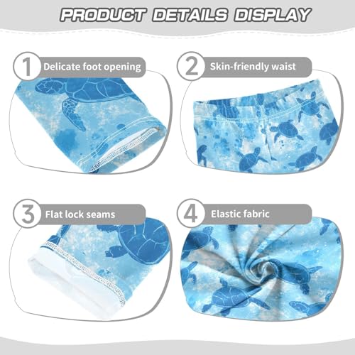 Turtles Girls' Leggings Toddler Doodles Blue Kids Yoga Pants Dance Active Tights 4T3