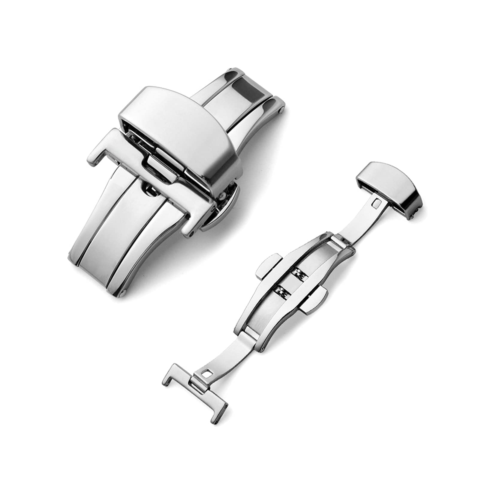 Death Watch Fibbia A Farfalla Per Cinturino Orologio - In Acciaio Inox, Larghezze Da 10 A 24 Mm, Unisex, Nuova Con Etichette Breitling Seawolf