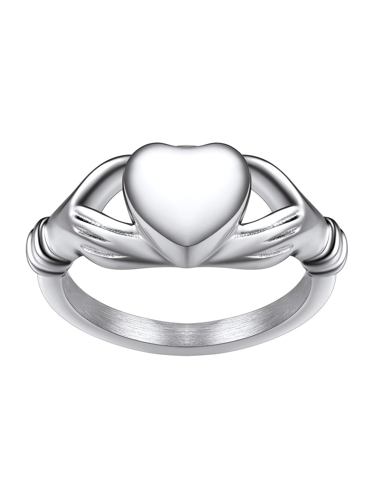 Richsteel Stainless Steel Heart/Claddagh Cremation Urn Ring for Ashes