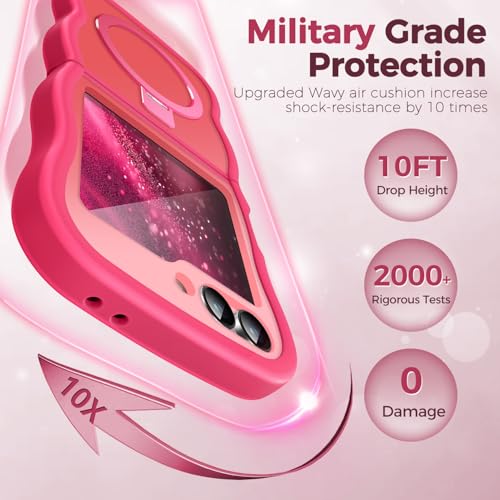 Image of Cute Wavy Magnetic Stand Case for Galaxy Z Flip 6 /5 Fit for MagSafe