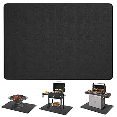 48 * 30 Under Grill Mats for Outdoor Grill Deck Protector, Double-Sided Fireproof Deck and Patio Protective Mat, BBQ Mat for Under BBQ, Oil-proof Mat for Gas Grills, Waterproof Grill Floor Pads