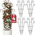 Thealyn 4 Pack 32 Inch Plant Trellis for Potted Plants, Metal Garden Trellis for Climbing Plants, Indoor Outdoor Decorative Vine Support for Pots, Wave Shape, Black