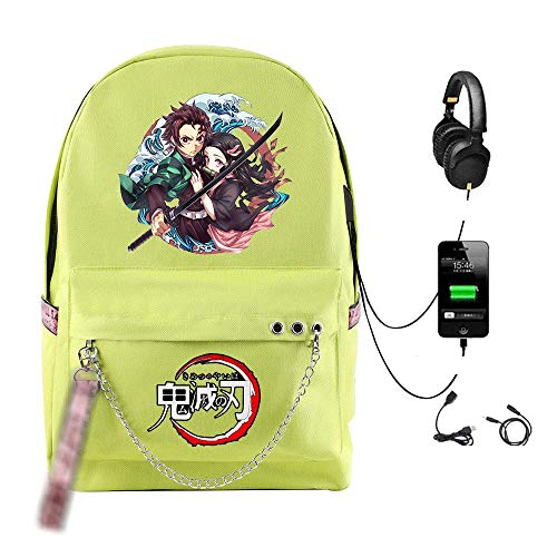 Animado USB Demon Slayer periférica de Carga del Recorrido del Bolso de la Manera Ocasional Mochila Mochila los niños del Bolso de Escuela de la taleguilla