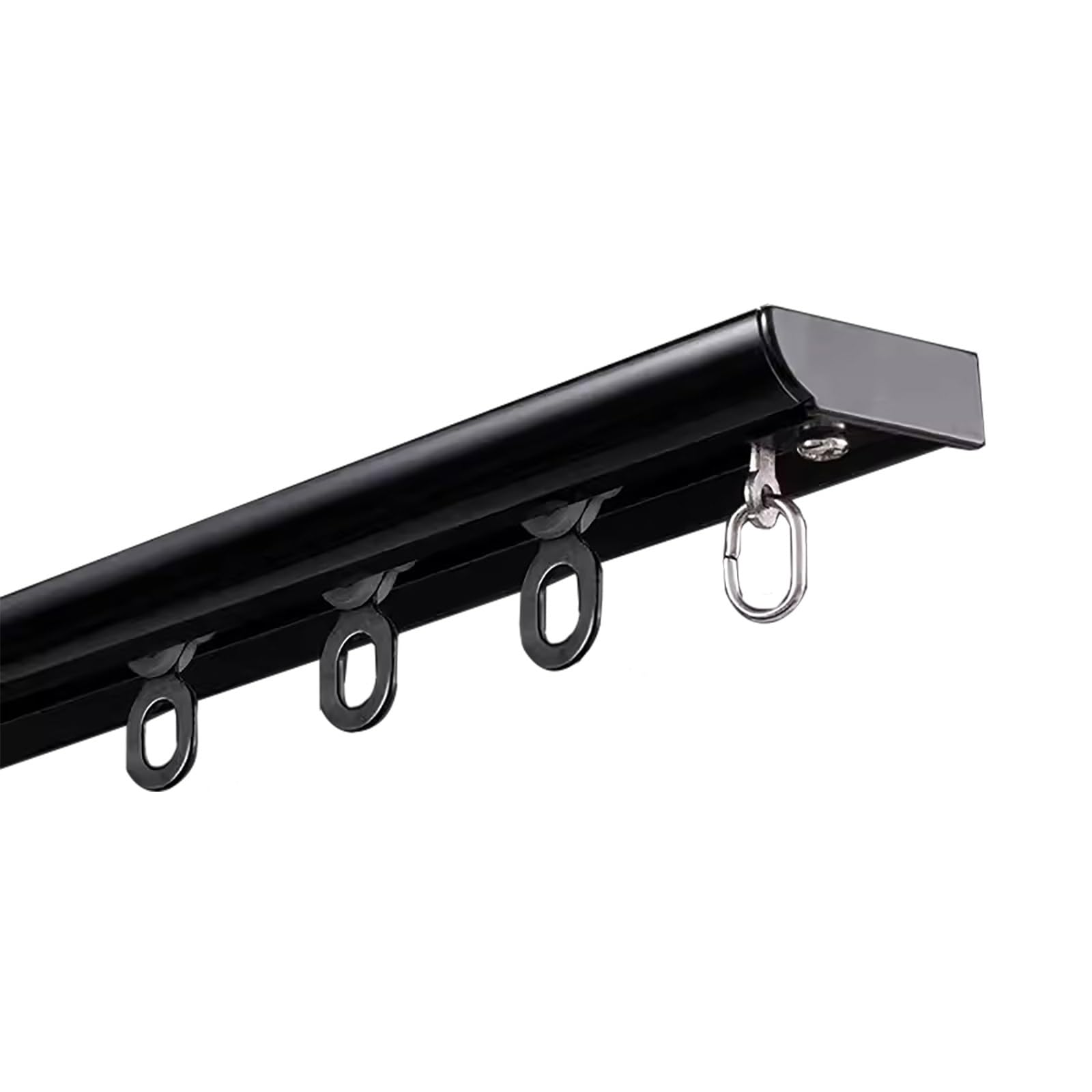 Ceiling Mount Black Curtain Track Sliding Track System for Privacy in Open Spaces 5 30 Feet Ultra Thin Single Rail with Roller Hooks for Room Divider.
