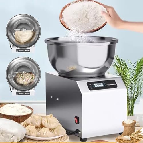 WhFKLca Pétrin Professionnel 5 Kg/8 Kg,Machine à Pétrir La Pâte à Double Rotation,Durée Réglable De 0 à 30 Min,Pétrin électrique en Acier Inoxydable pour Restaurants,Pizzerias Et Boulangeries 5kg