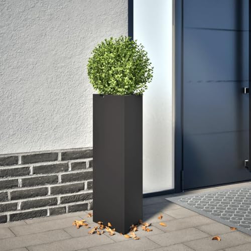 IKAYAA 1 STK Pflanzkübel Blumenkübel Übertopf Blumentopf Stahl/Schwarz 30 x 26 x 75 cm