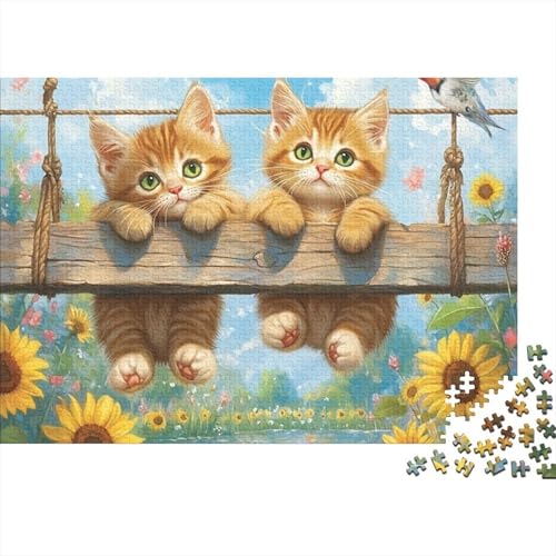 Rompecabezas de 1000 piezas de gatitos para relajarse en casa con un reto sostenible de 38x26cm
