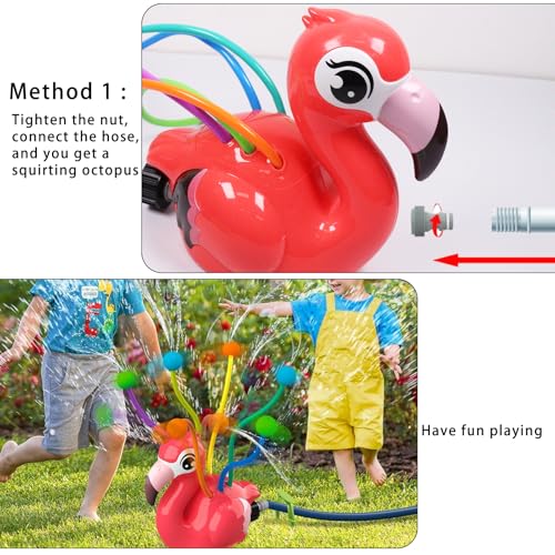Wasserspielzeug Kinder Outdoor, Wassersprinkler Kinder, Wassersprinkler, Wasserspielzeug Garten, Rasensprenger im Flamingo für Gartenspielzeug, Sprinkler Wasserspielzeug Garten, Outdoor Spielzeug