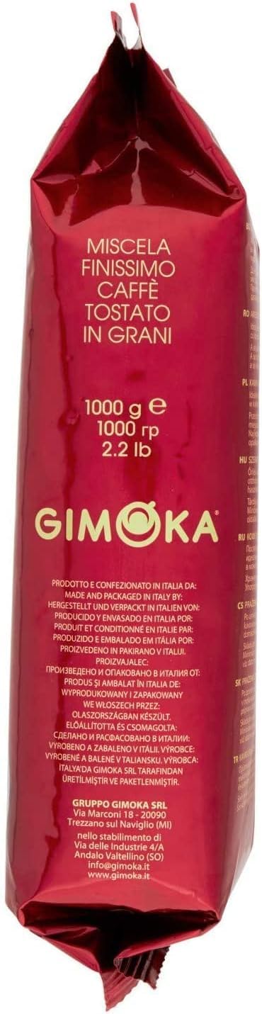 Gimoka Gran Bar Kaffeebohnen, Reichhaltig und Cremig, 6 x 1 kg Packungen, + keyring italy shop service