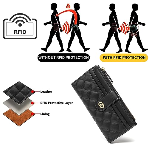 Womens Wallet Slim Rfid Blocking Bifold Leather Credit Card Wallets for Women Clutch with Zipper Coin Pocket4