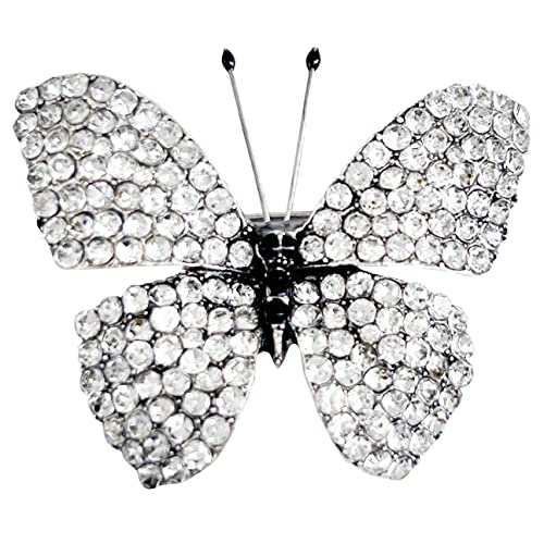 Image of SELOVO Butterfly Crystal Brooch Pin Jewelry Rhinestone Gold Tone