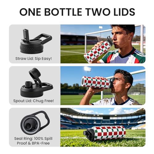 Image of RAYMYLO 2026 Soccer Biggest Event Edition Insulated Water Bottle 40 oz, Nation Flag Design, Best Souvenir & Gift for World Soccer Lover, Vacuum Stainless Steel (Cold for 36Hrs), Leak Proof & Non-BPA