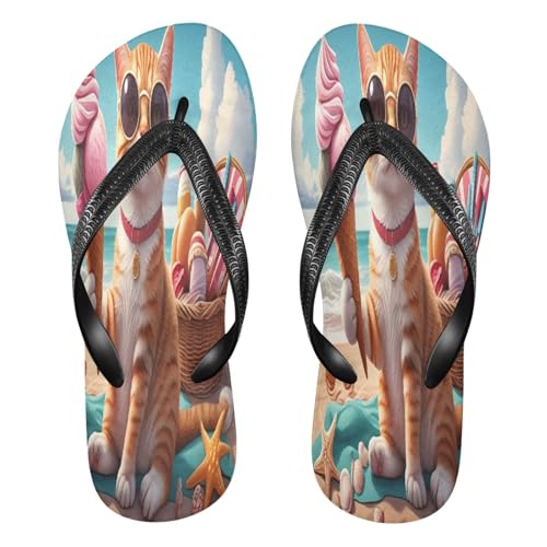 STAYTOP Yummy Ice Cream Cat Flip Flops Sandals of Men's & Women's,Sandals Beach Slippers Shower Slides
