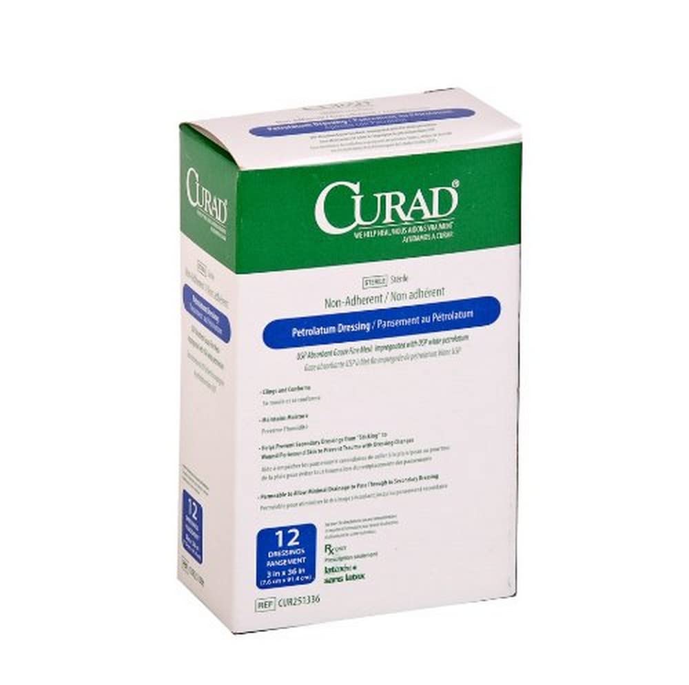 Medline CUR251180 Curad Sterile Latex Free Petrolatum Gauze Dressing, 1