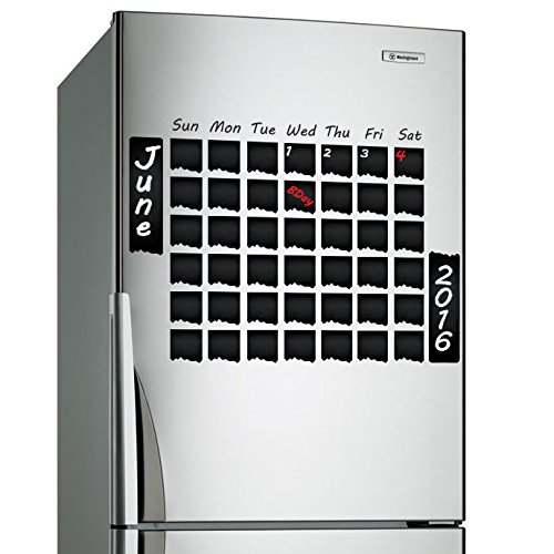 ( 31'' X 24'' ) Chalkboard Vinyl Wall Decal Calendar / Blackboard Organizer Sticker For Drawing / Erasable Mural / Month Planner + Free Crayons Box #TOP27