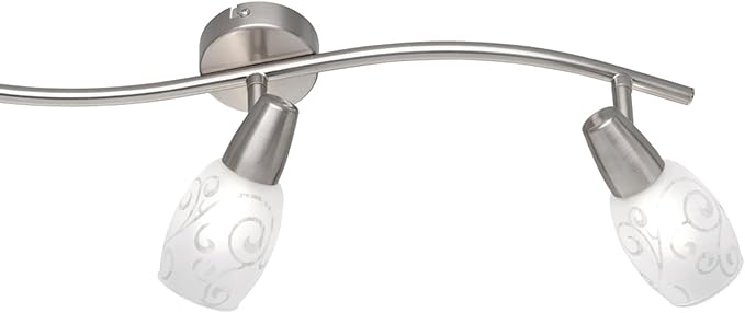 meineWunschleuchte Dimbare LED-plafondspot 3 Lampen Woonkamer Spotjes Mat Zilver met Decoratief Glas Gesatineerd, 56 cm Breed photo 3