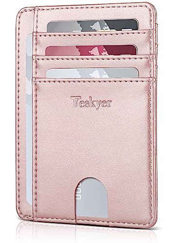 Image of Teskyer Slim Minimalist Wallet for Men, RFID Front Pocket Card Holder | Ultra Slim Front Pocket Design, 8 Card Slots, RFID Protection, Smooth Faux Leather for Everyday Carry