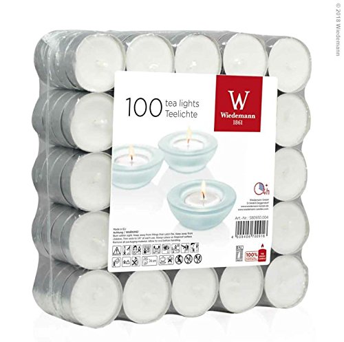 Wiedemann  Paquetes de 100 Unidades Velas, Cera, Blanco, 1.5 x 3.9 cm
