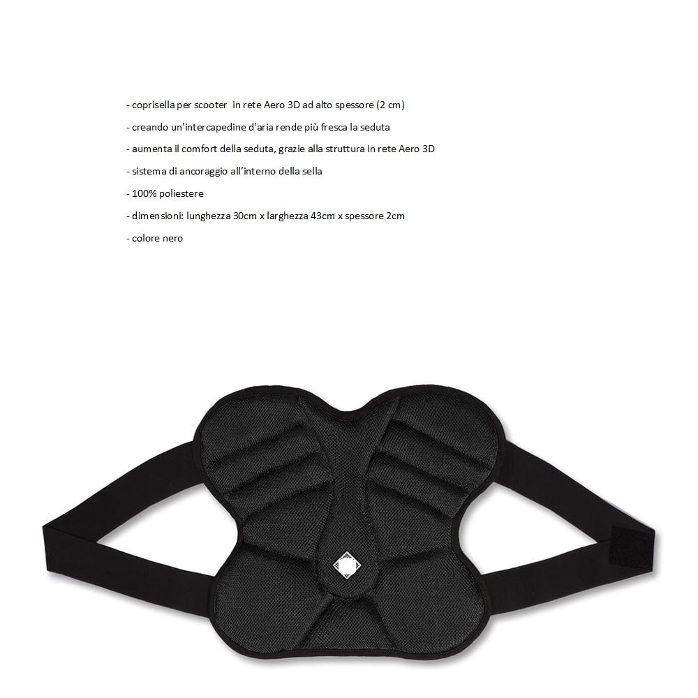 COMPATIBILE CON PIAGGIO BEVERLY 300 HPE CUSCINO PER SELLA SCOOTER COPRISELLA TUCANO URBANO 326-N1 IN RETE AERO 3D NERO COOL FRESH 30X43CM SPESSORE 2CM RENDE FRESCA LA SEDUTA