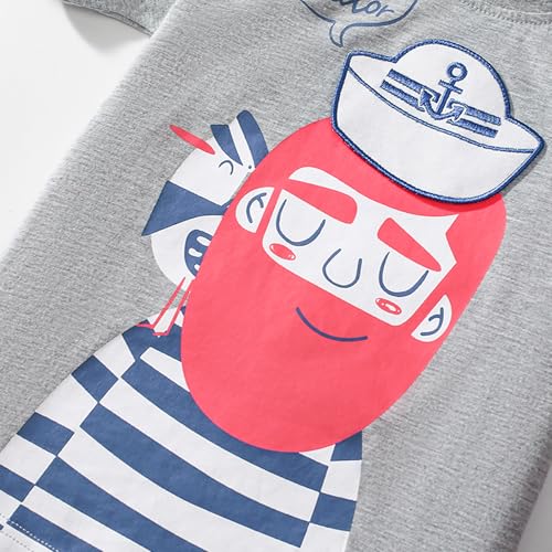 Image of HILEELANG Toddler Boy Summer Short Clothes Sets Cotton Crewneck Tees Shorts Pocket Adjustable Knite Shorts Playwear Sets
