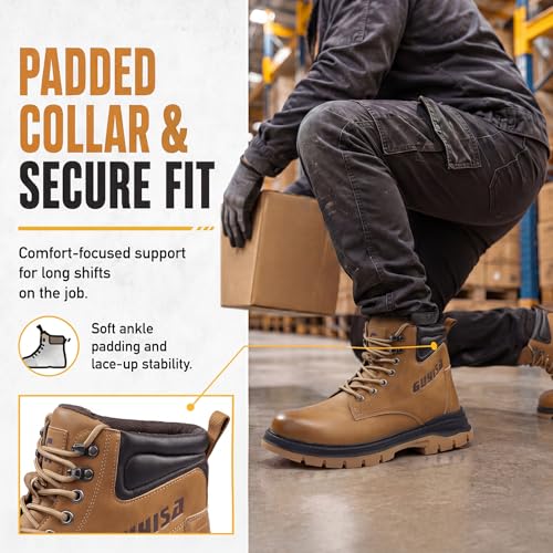 Image of Steel Toe Boots for Men Puncture Resistant Work Utility Safety Shoes