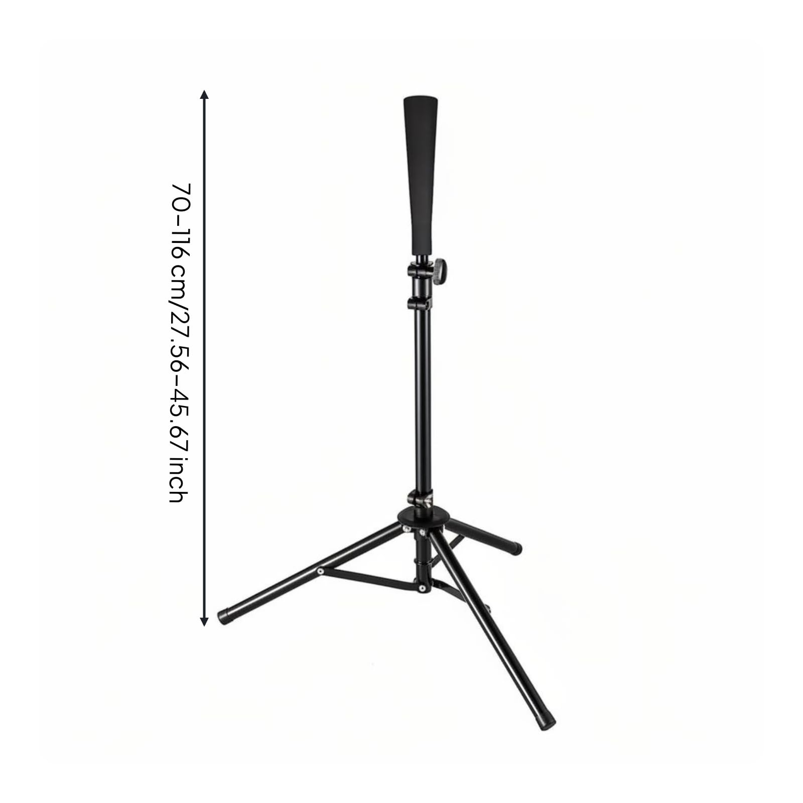 Gralara Baseball Schlagtrainer Baseballtee Schlagständer Trainingshilfe Schlagaufsatz Tragbar Einstellbar mit Belastbarer, Schwarz, Basisversion 70-116cm Ohne Aufbewahrungstasche