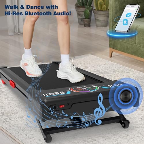 walking pad treadmill with 12 9-level auto incline 450 lbs capacity rgb led screen bluetooth speaker under desk treadmill compact treadmills for home hiking