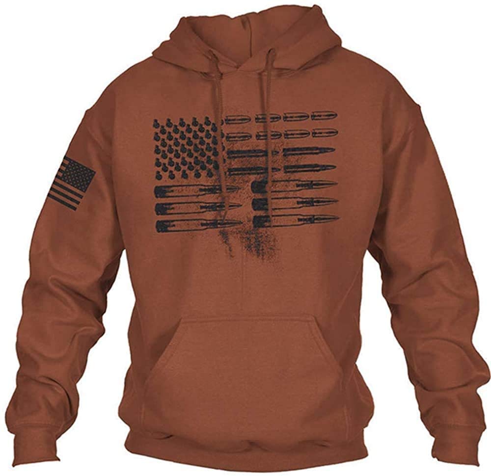 Mens Hoodies Long Sleeve American Flag Graphic Pullover Sweatshirts