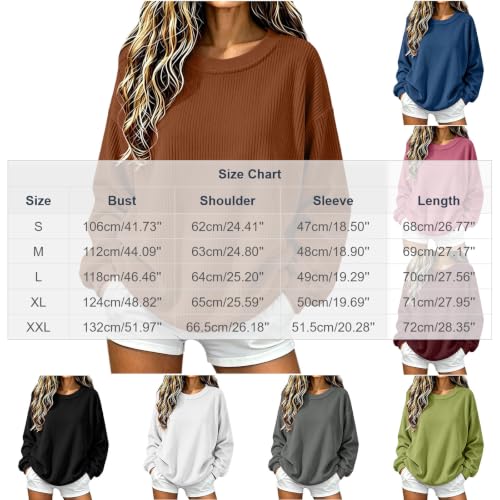 Women's Oversized Corduroy Shirts Long Sleeve Ribbed Casual Pullover Tops - image 4