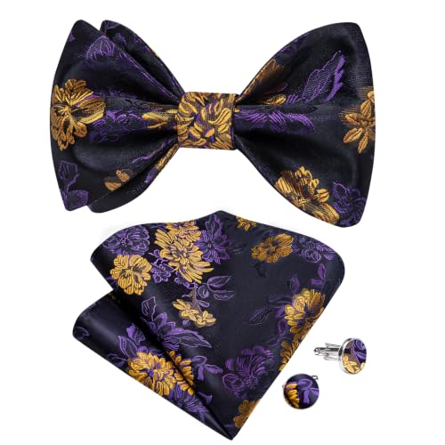 Image of DiBanGu Silk Bowtie Mens Woven Self-Tied Bow Tie Wedding Party