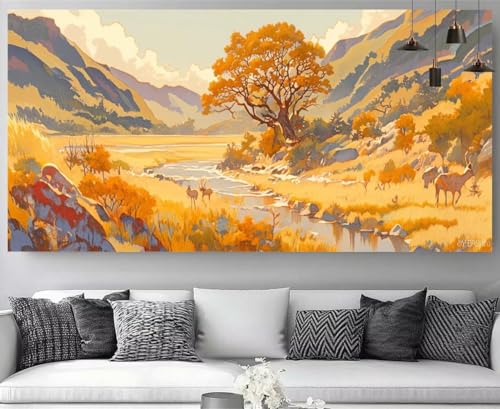 Diamond painting adultos de un paisaje de río para decorar tu salón con arte DIY