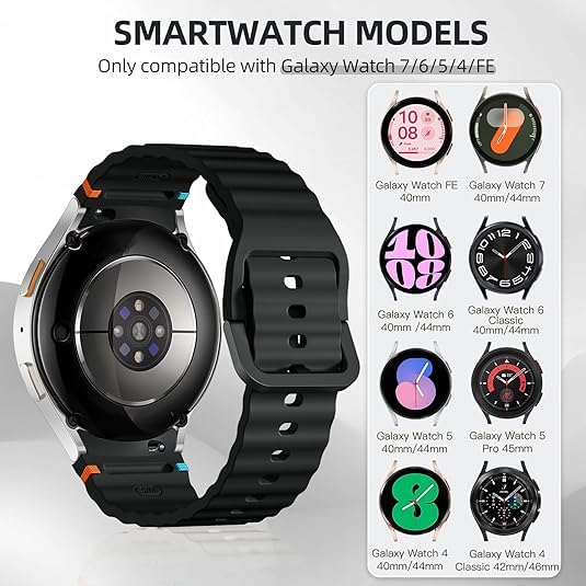 Image of Sport Band Compatible With Samsung Galaxy Watch 7 Band 40mm 44mm (2024), No Gap Soft Silicone Waterproof Strap with Decorative Woven Line for Galaxy Watch 6 5 4 40mm 44mm (Watch Not Included)