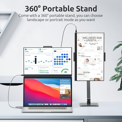 Image of MagicRaven Portable Monitor, 15.6 inch 1080P IPS Laptop Screen with Adjustable Stand, Lightweight USB C HDMI Second Gaming Display with Speakers, Travel Monitor for PS4 /5 Xbox Switch MAC PC Phone