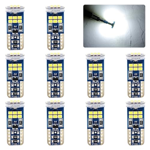 Ampoule LED W5W, 10 pièces W5W LED Anti Erreur, Ampoule W 5W L ED, W5 W LE D, LE D W 5W, Convient pour les plafonniers, les feux de toit et les feux de...