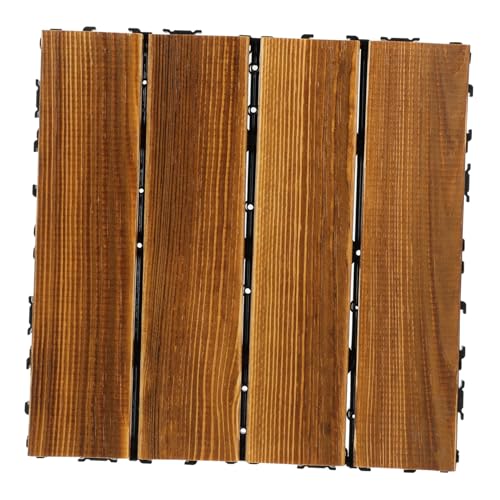 Mipcase Azulejo de Madera para Patio Interconectable Suelo de Madera Exterior para Jardín Balcón y Terraza Fácil Instalación y Resistente Diseño Antideslizante