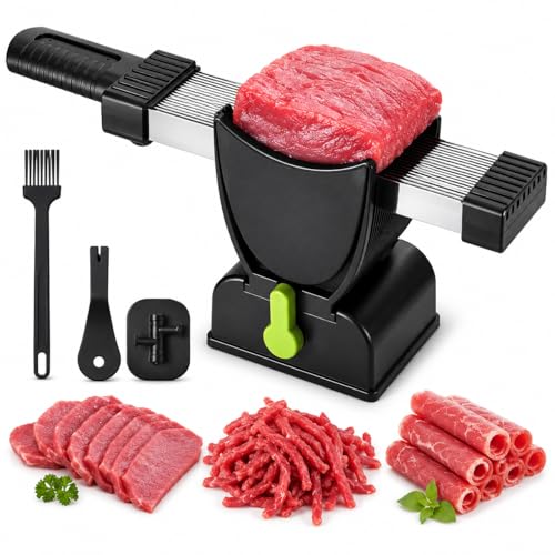 OMNIZO Fresh Meat Slicer Knife Set – 17-in-1 Stainless Steel Adjustable Meat Cleaver, 2mm & 4mm...
