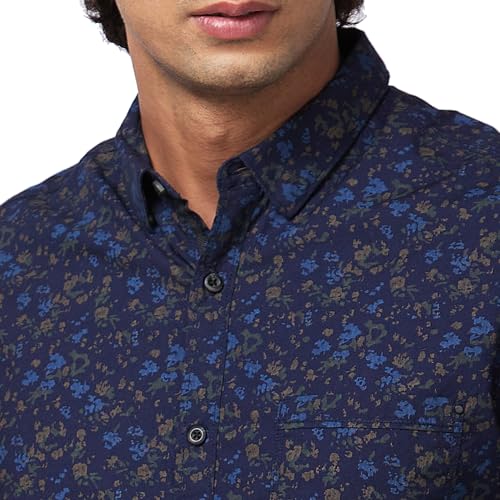 Image of Spykar Men's Cotton Poplin Slim Fit Full Sleeve Causal Printed Shirt