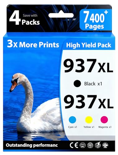 937XL 937 XL High Yield Ink Cartridge Combo Pack for HP 937xl 937 XL Compatible with HP OfficeJet Pro 9125e 9120e 9120 9110b 9130 9130e 9110e 9130b 9135 9725 9135e Printers