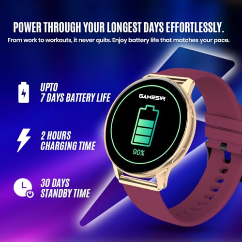Image of GameSir Active 5 Smart Watch AMOLED Display 1.3 inch Screen, 360 * 360 Resolution, IP68 Waterproof with Multiple Watch Faces Bluetooth Calling Round Dial Smartwatch for Men & Women (Maroon)