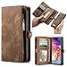 Produktbild Simicoo Samsung A70 Leder Wallet Schutzhülle 11 Kartenfächer Reißverschluss Abnehmbare Brieftasche Magnetverschluss Robuste Filp Tasche Handyhülle für Samsung A70 (A70, Brown)