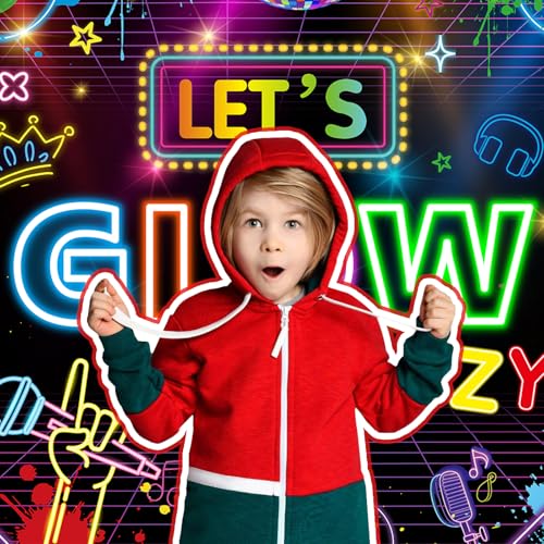Fondo Let’s Glow Crazy 7x5ft Neon Glow para fiestas miniatura 4