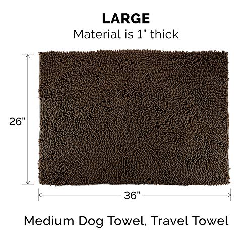 Furhaven Large Pet Door Mat Muddy Paws Absorbent Chenille Shammy Rug, Washable - Mud (Brown), Large #TOP1