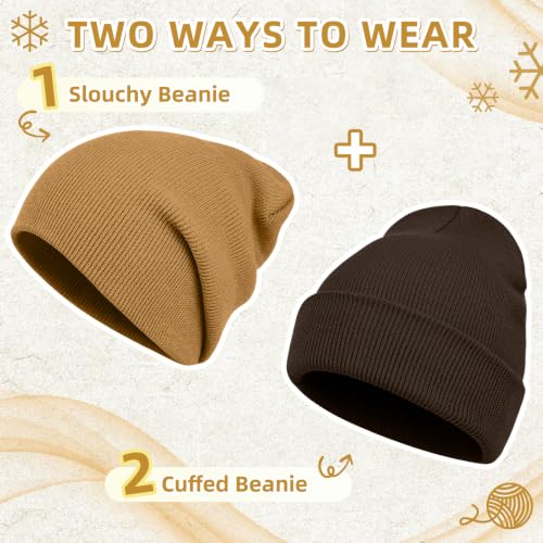 Image of ZOORON 1&2 Pack Beanie for Men Women Slouchy Beanie Hats Winter Knit Caps Soft Ski Hat Unisex