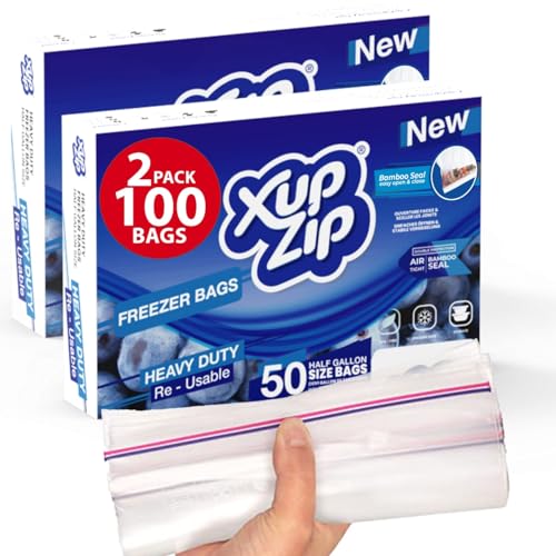 XupZip Lot de 100 sacs de congélation – Sacs alimentaires en plas...