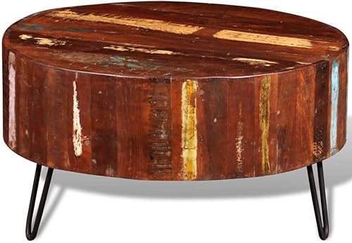 Miniatura 30 de Mesa auxiliar redonda de madera, mesa auxiliar de madera de acacia maciza, mesa auxiliar para sala de estar, hogar, oficina, 25.6 x 25.6 x 12.2