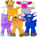 VWPTCHI Squeaky Dog Toys, No Stuffing 5 Pack Crinkle Dog Toy for Small,Medium Large Dogs, Not for Aggressive Chewers, Indoor Outdoor Training,Dog,Donkey,Cow,Rhino,Hipo.