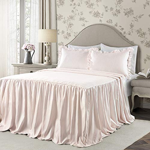 Customer Favorite Lush Decor Blush Ticking Stripe Bedspread Shabby Chic