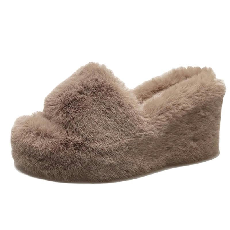 Women's Warm Home Slippers Autumn Winter Wedge Slippers Woman Home Fur Slippers for Women Platform Slides Indoor Shoes