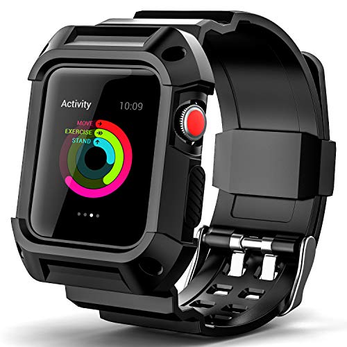 BeeFly Compatible with Apple Watch Band 42 mm Men,Rugged Protective Breathable Replacement B
